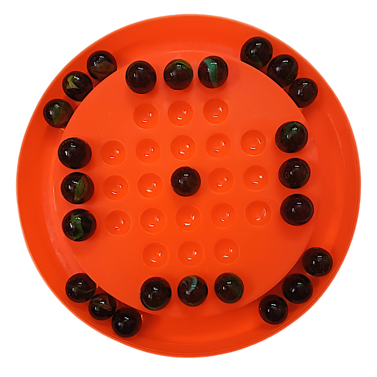Brainvita Mind Challenging Board Game with 32 Marbles | Marble Solitaire | Suitable for Ages 5 Years and up | Multicolor | Single Player Game.