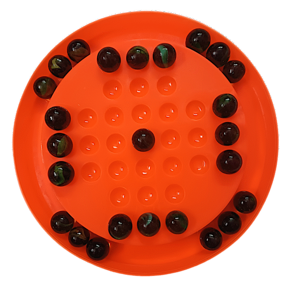 Brainvita Mind Challenging Board Game with 32 Marbles | Marble Solitaire | Suitable for Ages 5 Years and up | Multicolor | Single Player Game.