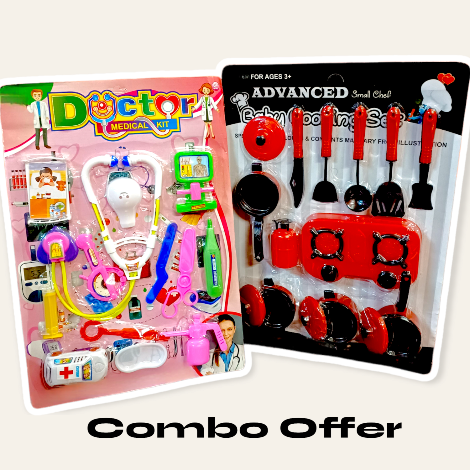 Doctor Set Advanced Kitchen Sets Combo Pack of 2, Unique Design Pretend Plays Kits With Baby Boys and Girls Age 3+