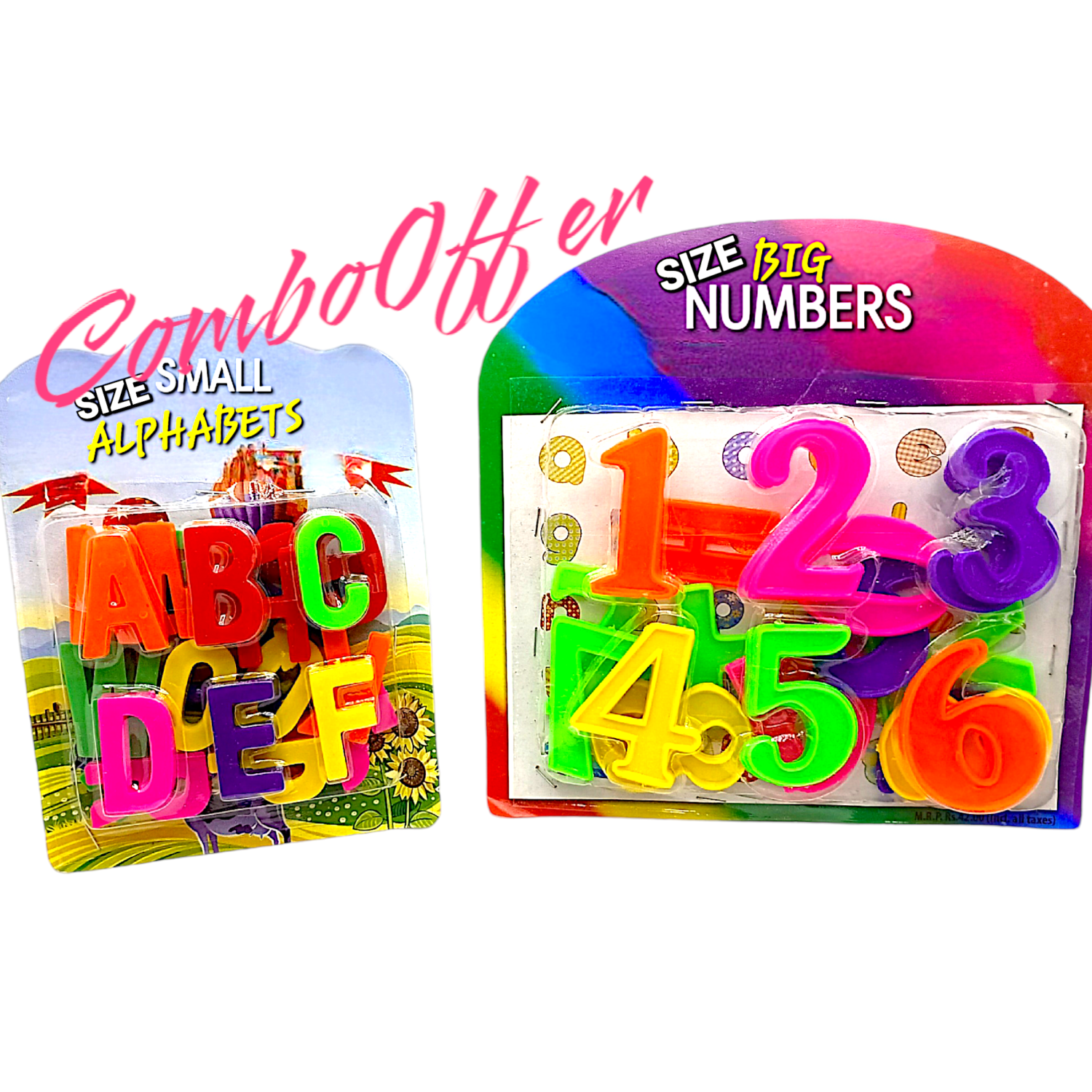 SufyQuens Alphabets Number [Big "1 to 10 Size 5 CM] And Alphabets Letter Small [ "A to Z" Size 3.80 cm] Big Number "1 to 10" Small Alphabets Size Capital Size (Pack of 2) Learning Educational Puzzle Toy | Educational Puzzle Toys for 2+ Years Old Kids. - (Note "A to Z" is Small Size Letter 3.8. CM ).