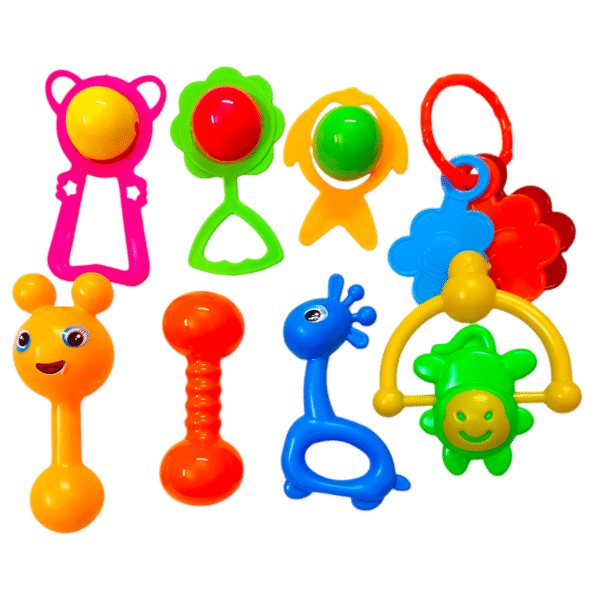 Baby Rattle Collection – Any 6 Adorable Shapes for Early Learning
