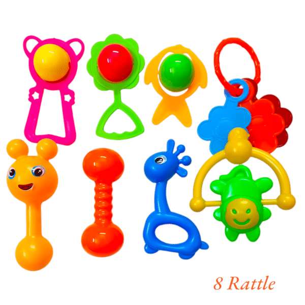 Rattle Toy Set for Babies 👶 | 8 Pcs Different Designs 🪀✨