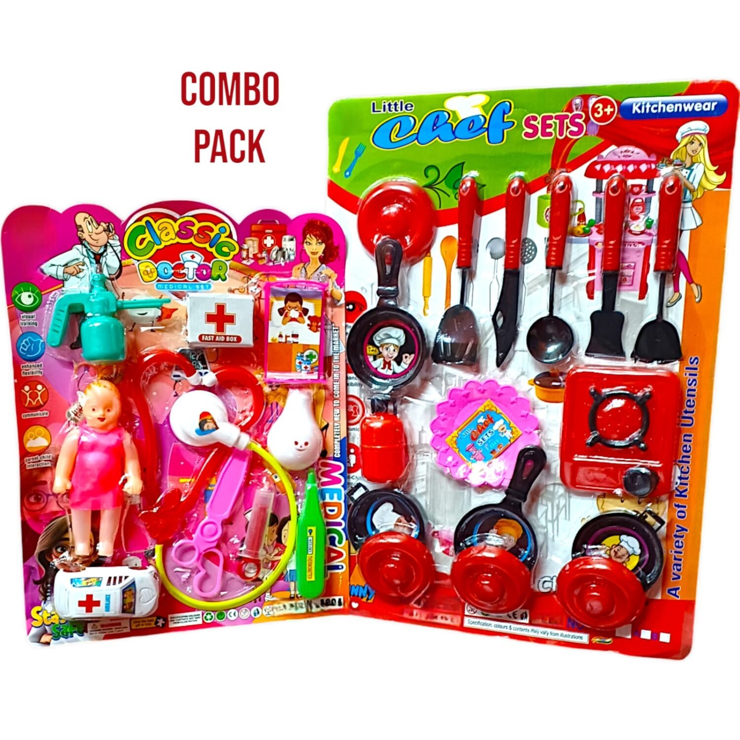 Doctor Kit 🩺 & Chef Kitchen Set 🍴🍳 | Double Role Play Combo for Kids