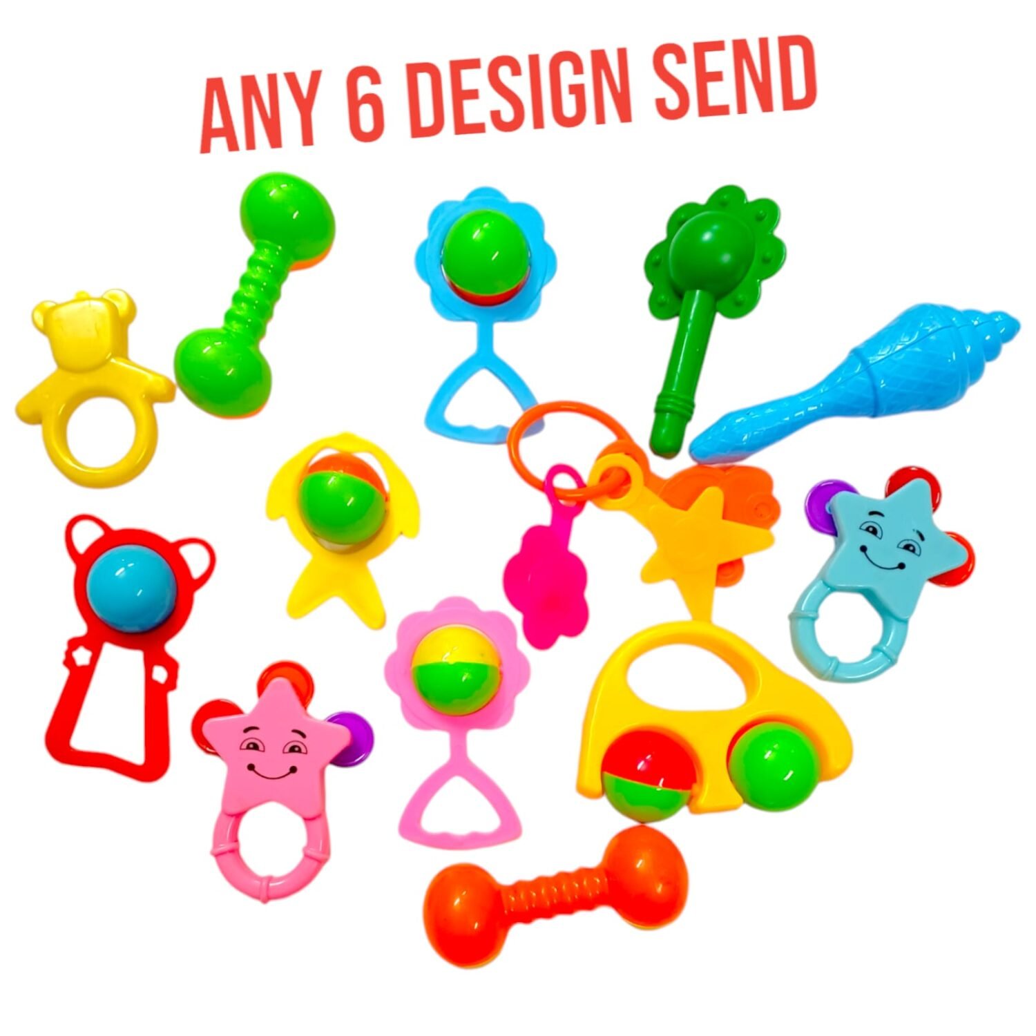 Baby Rattle Toy – 6 Different Designs (Pack of 1) | Fun & Safe for Infants