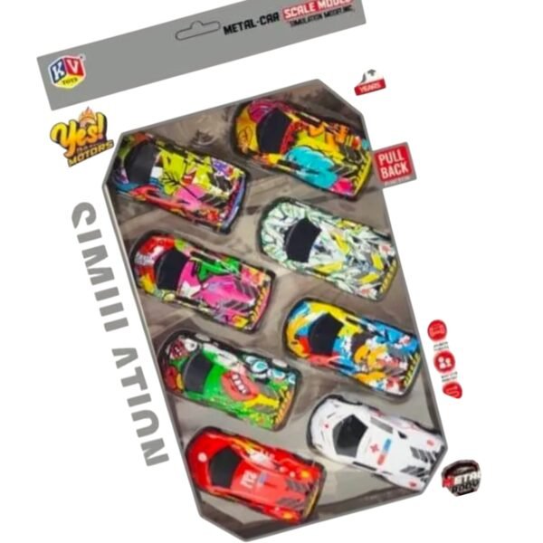 Die Cast Metal Car Set Pack of 8 Pcs Small Mini Pull Back Cars.